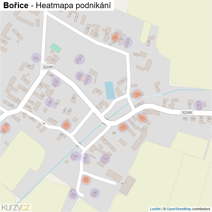 Mapa Bořice - Firmy v části obce.