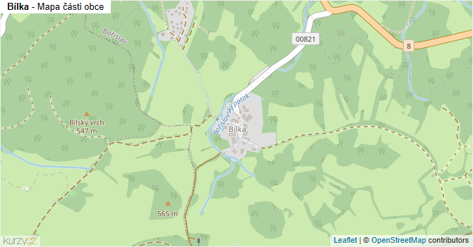 Bílka - mapa části obce
