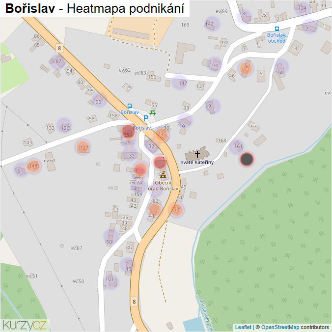 Mapa Bořislav - Firmy v části obce.
