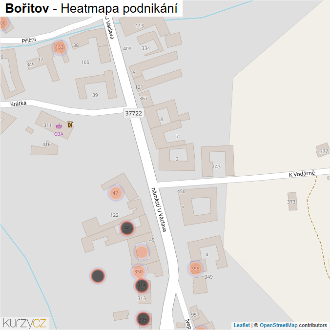 Mapa Bořitov - Firmy v obci.