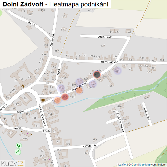 Mapa Dolní Zádvoří - Firmy v ulici.