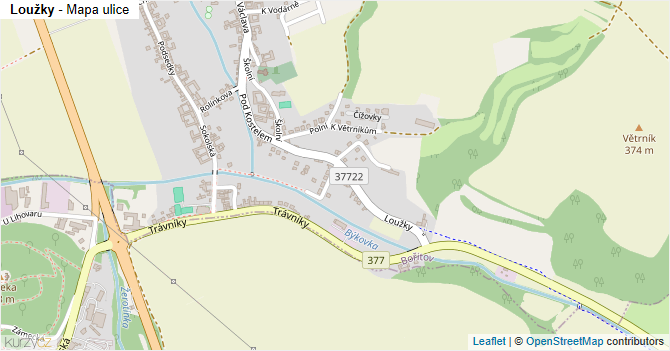 Loužky - mapa ulice
