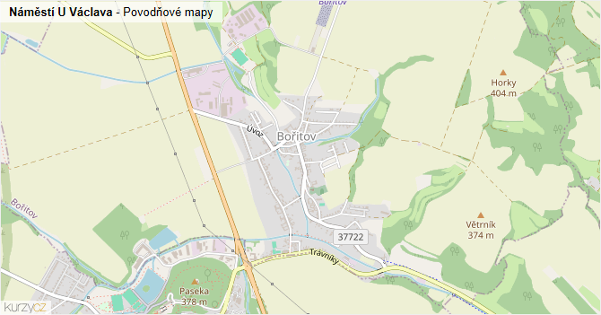 Náměstí U Václava - záplavové mapy stoleté vody
