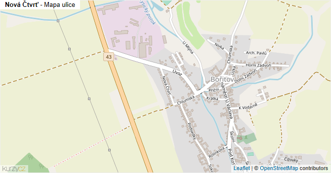 Nová Čtvrť - mapa ulice