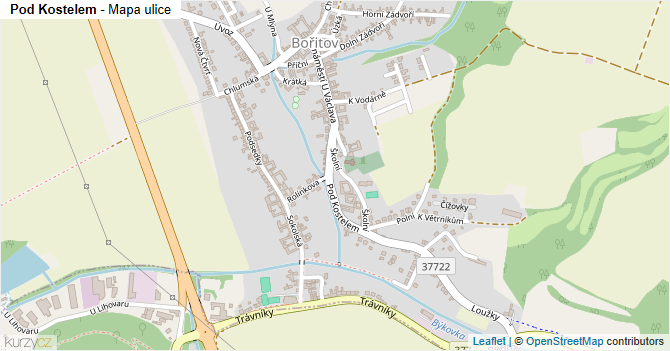 Pod Kostelem - mapa ulice