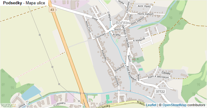 Podsedky - mapa ulice