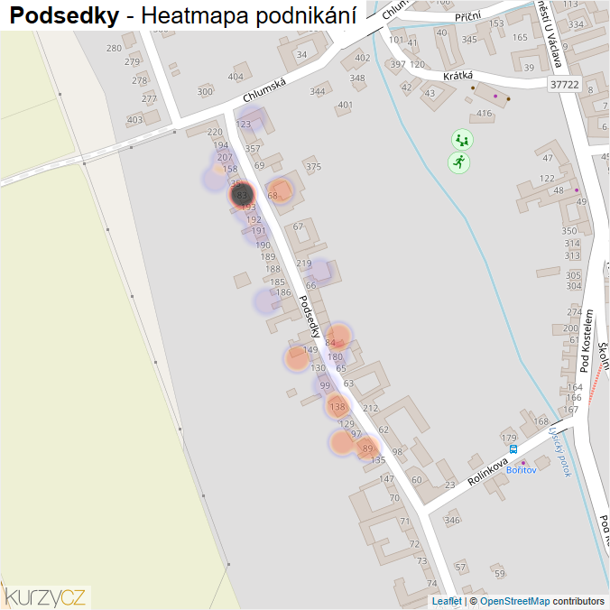 Mapa Podsedky - Firmy v ulici.