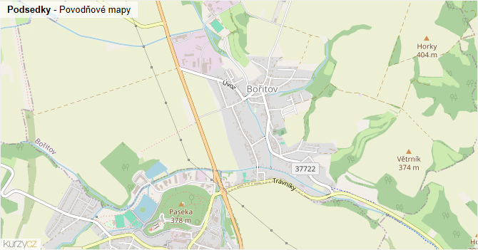Podsedky - záplavové mapy stoleté vody