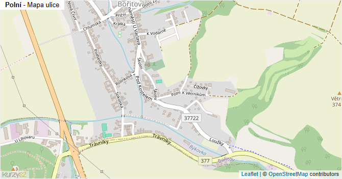 Polní - mapa ulice