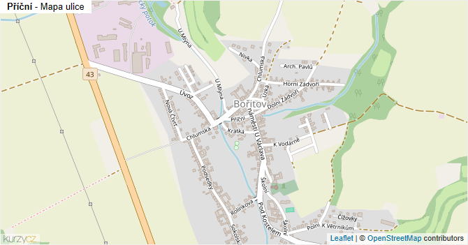 Příční - mapa ulice