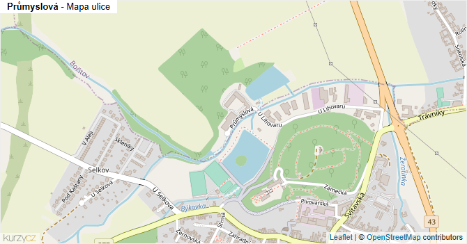 Průmyslová - mapa ulice