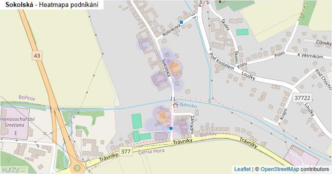 Sokolská - mapa podnikání