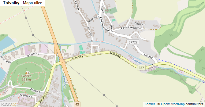 Trávníky - mapa ulice