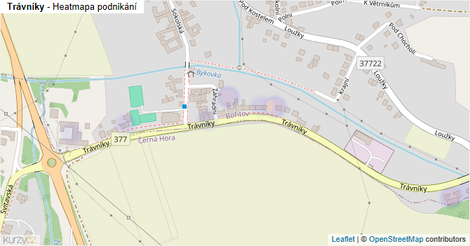 Trávníky - mapa podnikání