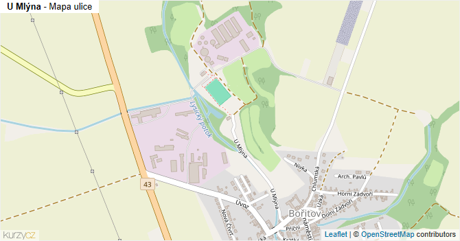 U Mlýna - mapa ulice