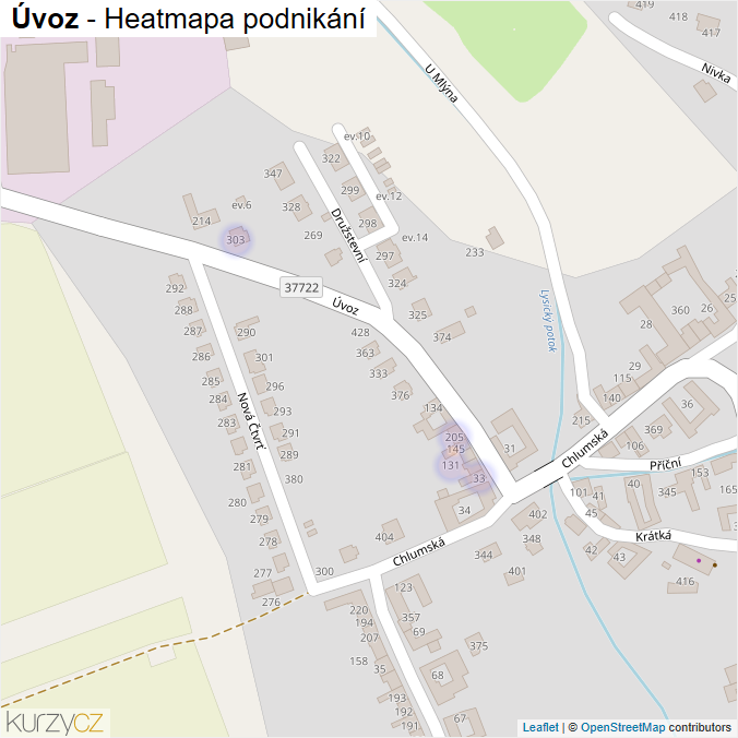 Mapa Úvoz - Firmy v ulici.