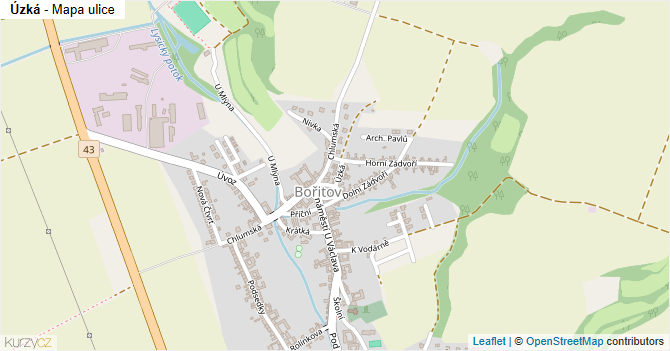 Úzká - mapa ulice