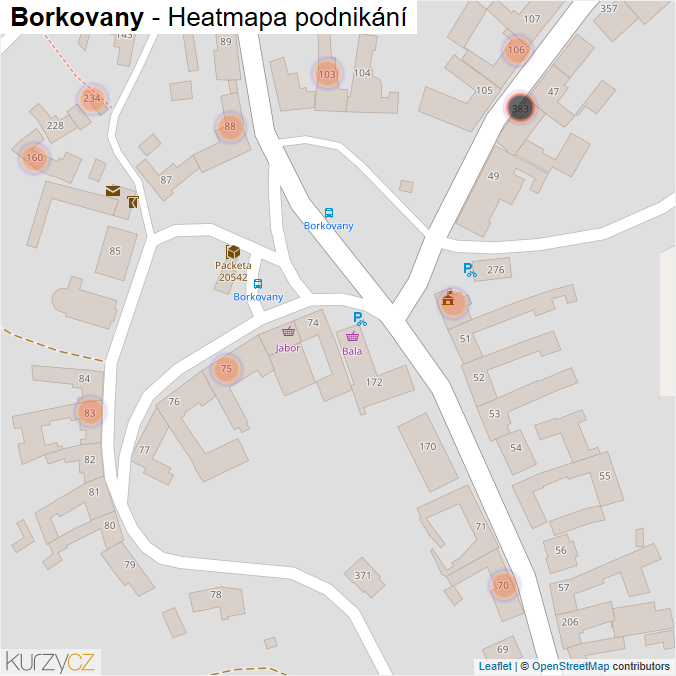 Mapa Borkovany - Firmy v obci.