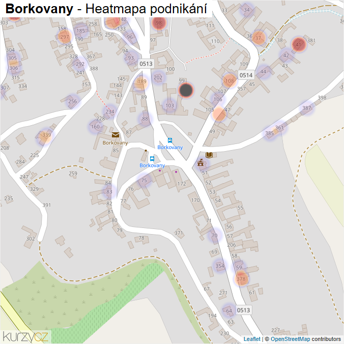 Mapa Borkovany - Firmy v části obce.