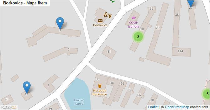 Borkovice - mapa firem