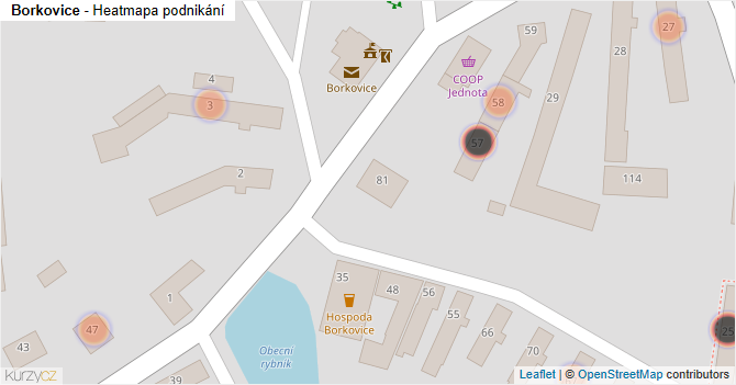 Borkovice - mapa podnikání