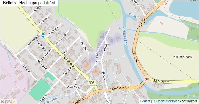 Bělidlo - mapa podnikání