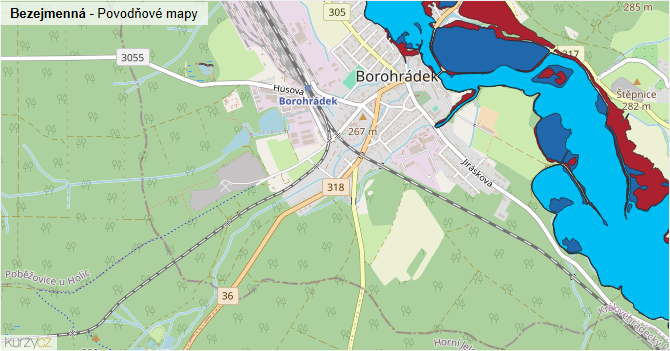 Bezejmenná - záplavové mapy stoleté vody