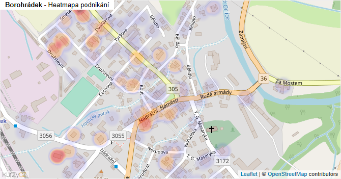 Borohrádek - mapa podnikání