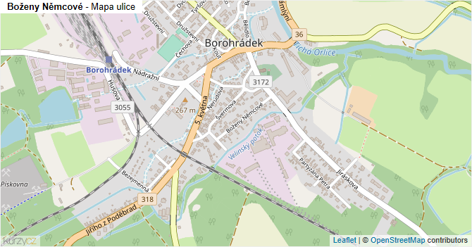 Boženy Němcové - mapa ulice