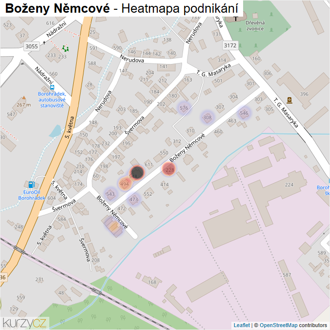 Mapa Boženy Němcové - Firmy v ulici.