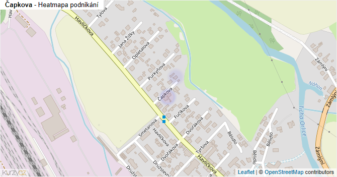 Čapkova - mapa podnikání