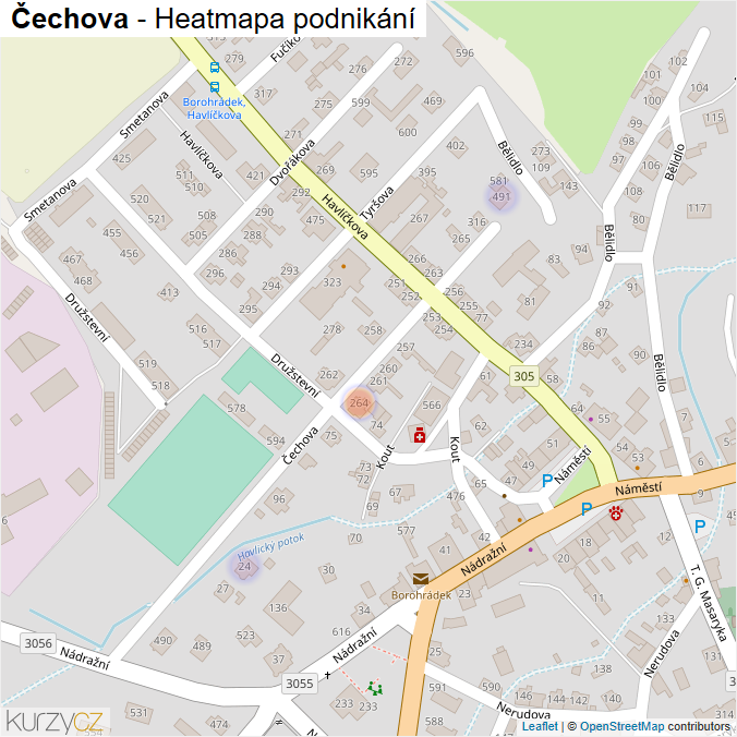 Mapa Čechova - Firmy v ulici.