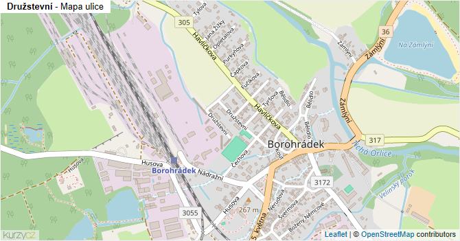 Družstevní - mapa ulice