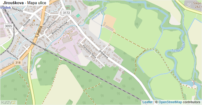 Jirouškova - mapa ulice