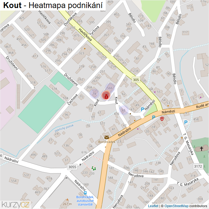 Mapa Kout - Firmy v ulici.