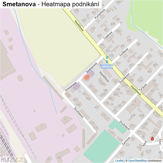 Mapa Smetanova - Firmy v ulici.