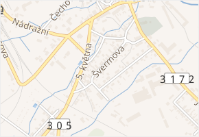 Švermova v obci Borohrádek - mapa ulice