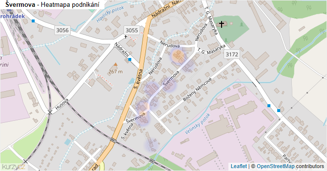 Švermova - mapa podnikání
