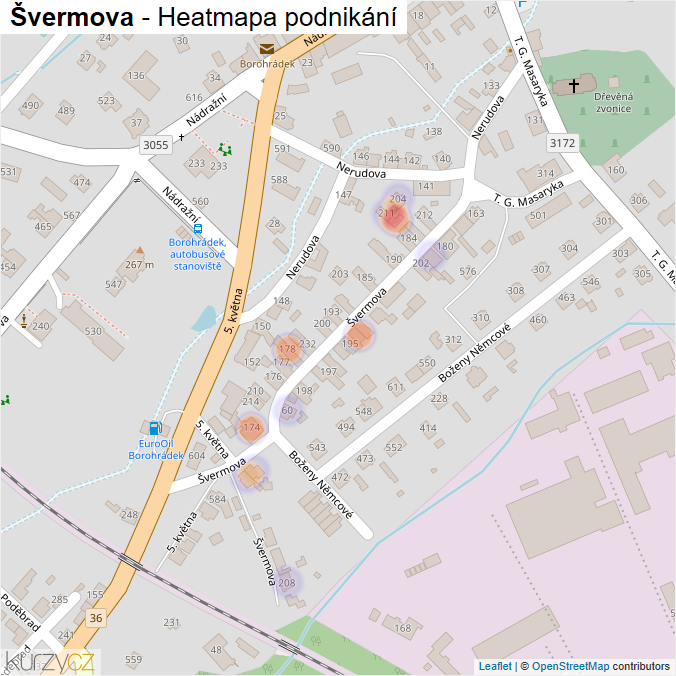 Mapa Švermova - Firmy v ulici.