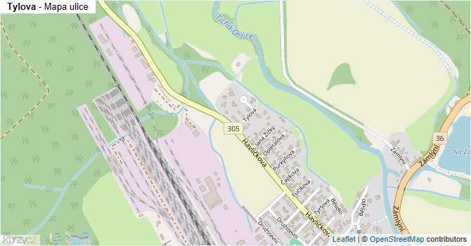 Tylova - mapa ulice