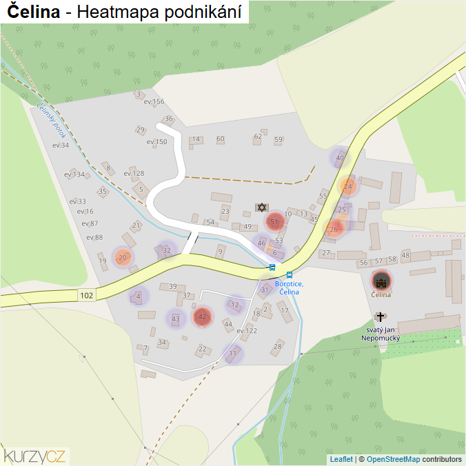 Mapa Čelina - Firmy v části obce.