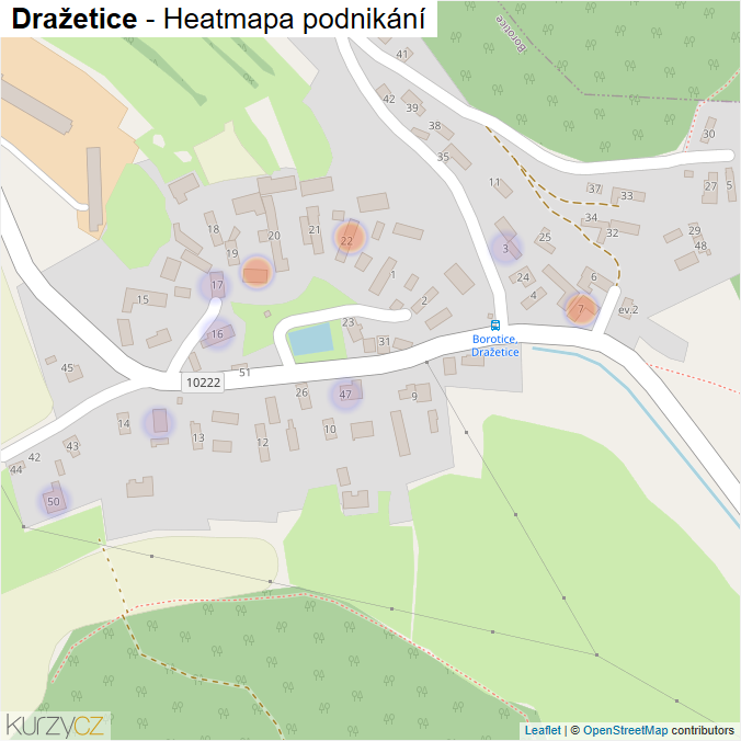 Mapa Dražetice - Firmy v části obce.