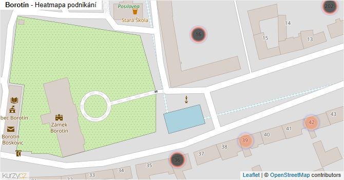 Borotín - mapa podnikání