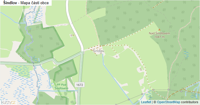 Šindlov - mapa části obce