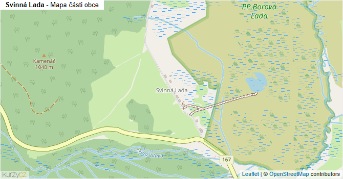 Svinná Lada - mapa části obce