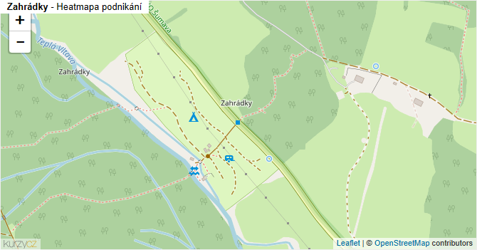 Zahrádky - mapa podnikání