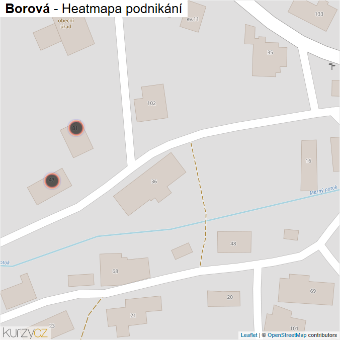 Mapa Borová - Firmy v obci.