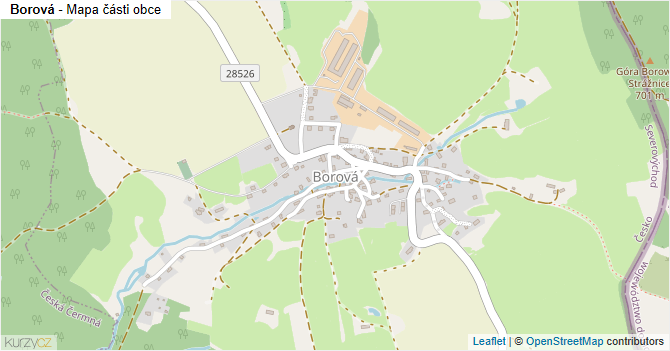 Borová - mapa části obce