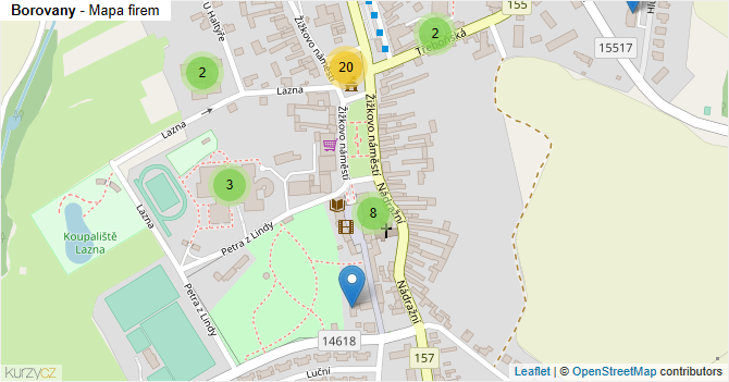 Borovany - mapa firem