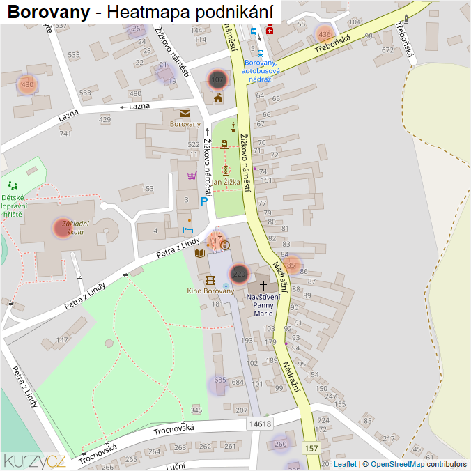 Mapa Borovany - Firmy v obci.